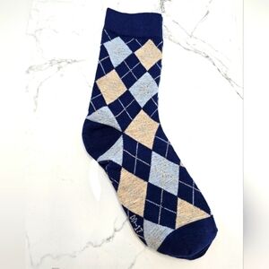 Bohemian | Argyle blue tan maximalist print preppy tube socks